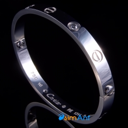 Фото Браслет Cartier Love с фианитами белое золото мужской