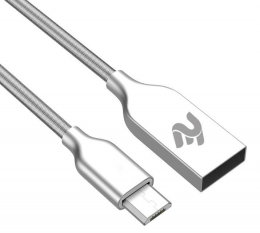 Фото Кабель 2E USB 2.4 MicroUSB Data/Charge Spring Metal 1m, Silver