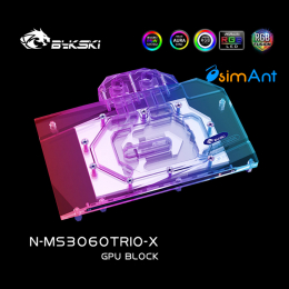Фото Водоблок на MSI GeForce RTX 3060 GAMING X TRIO A-RGB с бэкплейтом (N-MS3060TRIO-X)