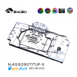 Фото Водоблок с бэкплейтом от Bykski для видеокарт ASUS TUF RTX 3090Ti O24G Gaming (N-AS3090TITUF-X)