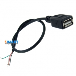 Фото Гнездо USB тип A с кабелем для пайки