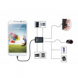 Фото Картридер + usb hub Digitus Ednet OTG USB Hub Black (31516)