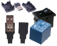 Кнопки, переключатели, разъемы, реле