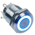 Фото Переключатель 12мм без фиксации с голубой подсветкой
