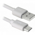 Фото Дата кабель USB08-10BH USB - Micro USB, white, 3m Defender (87468)