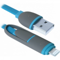 Фото Дата кабель USB10-03BP USB - Micro USB/Lightning, blue, 1m Defender (87487)