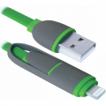 Фото Дата кабель USB10-03BP USB - Micro USB/Lightning, green, 1m Defender (87489)