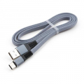Фото Дата кабель USB 2.0 AM to Type-C 1m flat nylon gray Vinga (VCPDCTCFNB1GR)