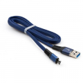 Фото Дата кабель USB 2.0 AM to Micro 5P 1m flat nylon blue Vinga (VCPDCMFNB1B)