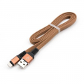 Фото Дата кабель USB 2.0 AM to Lightning 1m flat nylon brown Vinga (VCPDCLFNB1BR)