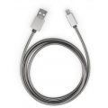 Фото Дата кабель USB 2.0 AM to Micro 5P 1m stainless steel gray Vinga (VCPDCMSSJ1GR)