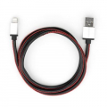 Фото Дата кабель USB 2.0 AM to Lightning 1m pu leather black Vinga (VCPDCLLS1BK)