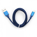 Фото Дата кабель USB 2.0 AM to Lightning nylon 1m blue Vinga (VCPDCLNB21B)