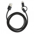 Фото Дата кабель USB 2.0 AM to Micro 5P + Lightning 1m black Vinga (VCPDCLM1BK)