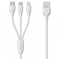 Фото Дата кабель USB 2.0 AM to Lightning + Micro 5P + Type-C 1.0m white Remax (RC-109TH-WHITE)
