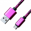 Фото Дата кабель USB 2.0 AM to Micro 5P 1.0m Cu, 1.5A, Rose/Black Grand-X (FM05RSB)