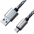 Фото Дата кабель USB 2.0 AM to Micro 5P 1.0m Cu, 1.5A, White/Black Grand-X (FM05WB)