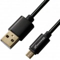 Фото Дата кабель USB 2.0 AM to Micro 5P 1.0m Cu, 2.1A, Black Grand-X (MM-01B)