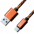 Фото Дата кабель USB 2.0 AM to Type-C 1.0m Orange/Black Grand-X (FC05OB)