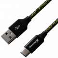 Фото Дата кабель USB 2.0 AM to Type-C 1.0m Yellow/Black Grand-X (FC06YB)