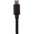 Фото Дата кабель USB 2.0 -> micro USB 1м B (кож. плетение) черный /Retail LogicPower (5129)