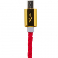 Фото Дата кабель USB 2.0 -> micro USB 1м R (кож. плетение) красный /Retail LogicPower (5130)