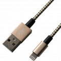 Фото Дата кабель USB 2.0 AM to Lightning 1.0m MFI, YellowBlack/Gold Grand-X (FL01YBG)