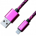 Фото Дата кабель USB 2.0 AM to Lightning 1.0m Rose/Black Grand-X (FL05RSB)