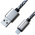 Фото Дата кабель USB 2.0 AM to Lightning 1.0m White/Black Grand-X (FL05WB)