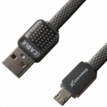 Фото Дата кабель USB 2.0 AM to Micro 5P 1.0m Grey, Flat Grand-X (FLM01)