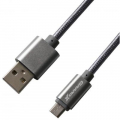 Фото Дата кабель USB 2.0 AM to Micro 5P 1.0m Grey/Grey Grand-X (FM01GGR)