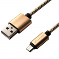 Фото Дата кабель USB 2.0 AM to Micro 5P 1.0m Yellow-Black/Gold Grand-X (FM01YBG)