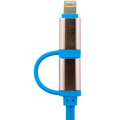 Фото Дата кабель USB 2.0 AM to Lightning + Micro 5P 1.0m синий /Retail LogicPower (4106)