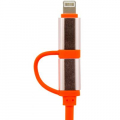 Фото Дата кабель USB 2.0 AM to Lightning + Micro 5P 1.0m оранжевый /Ret LogicPower (4105)