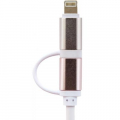 Фото Дата кабель USB 2.0 AM to Lightning + Micro 5P 1.0m белый /Retail LogicPower (4103)